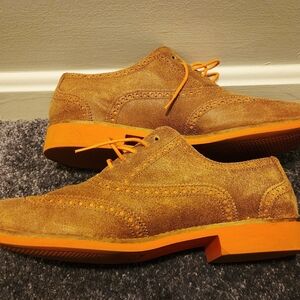 Womens'Cole Haan Tan Suede Oxfords with Orange Soles Size 11B